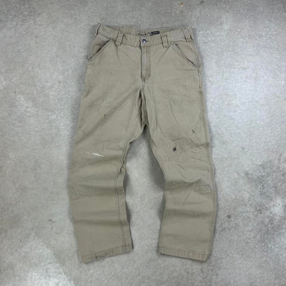 Vintage Carhartt Carpenter Pants Size 34x32 Tan Relaxed Fit Workwear